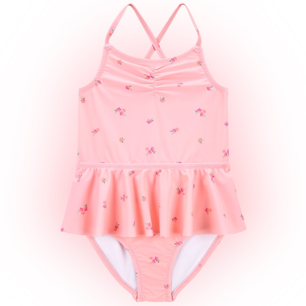 Carter's Pink Floral Rose TuTu Kids Swim One Piece bathing suit 2T